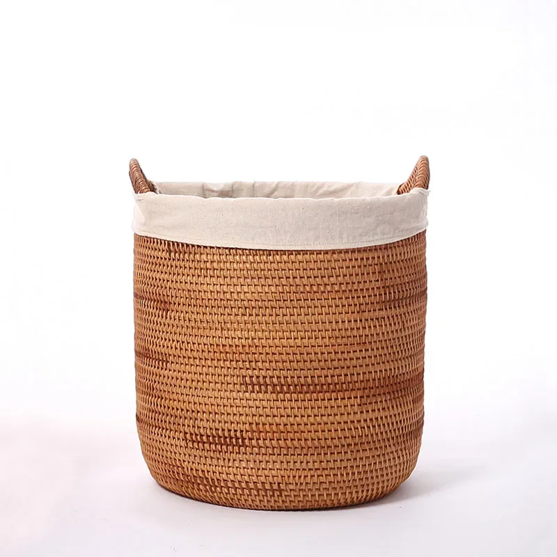 Vietnam Rattan Laundry Basket  EcoFriendly Dirty Clothes Storage with Lid, Wicker Basket Lined Organizer, Bathroom Solution