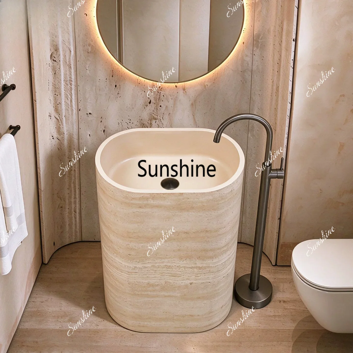F Oval integrated floor type face wash table artistic creativity personalized wash basin