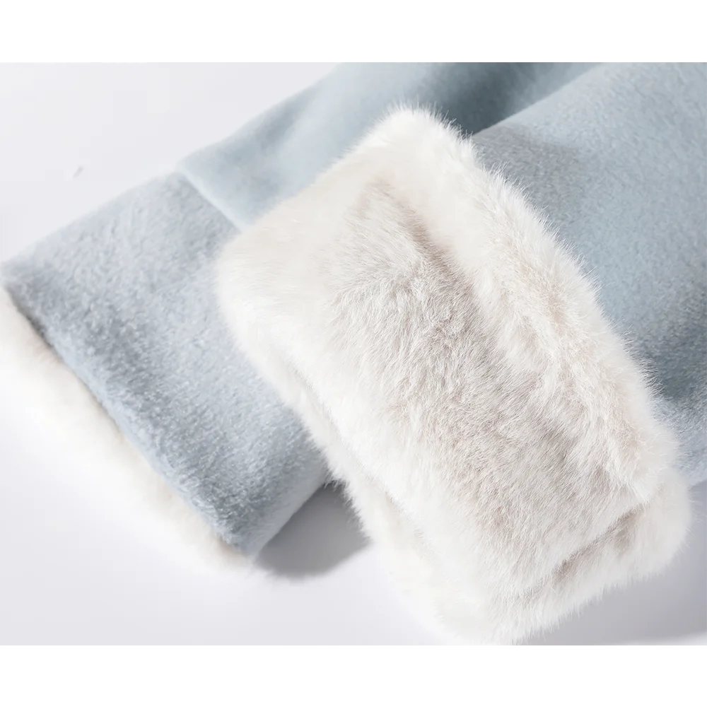 معطف نسائي طويل من الصوف بياقة من الفرو قابلة للفصل سترة شتوية دافئة مبطنة بالصوف سترة شتوية فضفاضة مناسبة 2025 #4