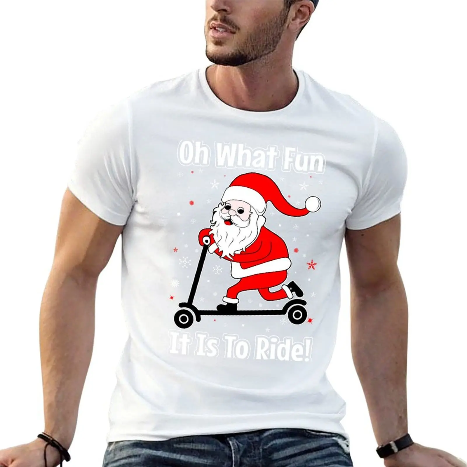 

Oh What Fun It Is To Ride Santa Scooter T-Shirt man t shirts for men casual anime tshirt T-Shirt