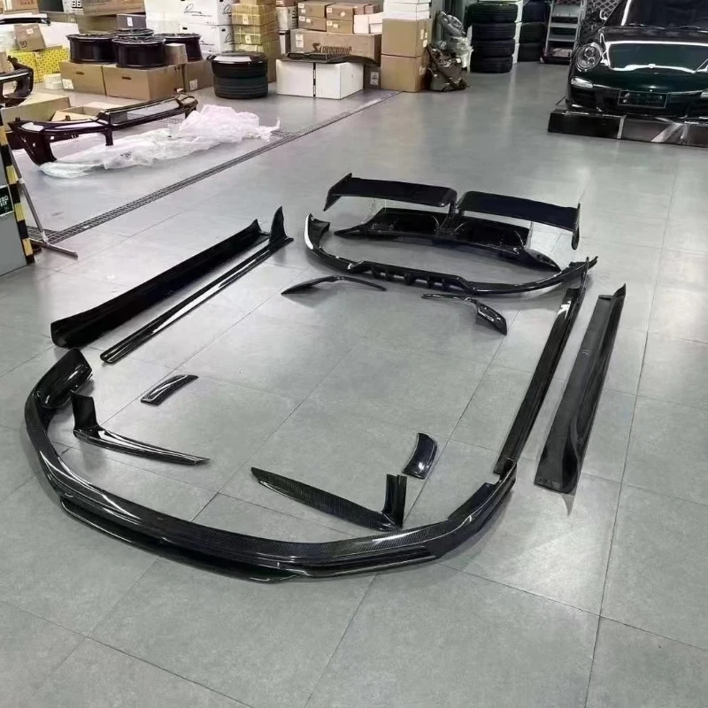 

High Quality Carbon Fiber TechArt Body Kit Front Lip Side Skirts Rear Diffuser Spoiler For 992