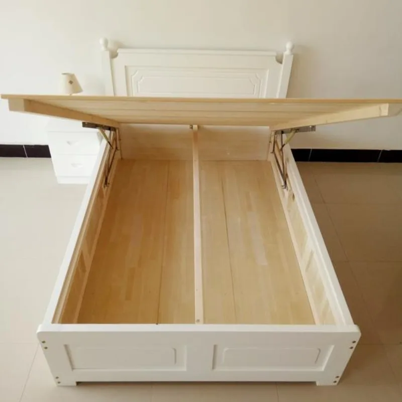 

Solid wood bed storage High box air pressure storage Double