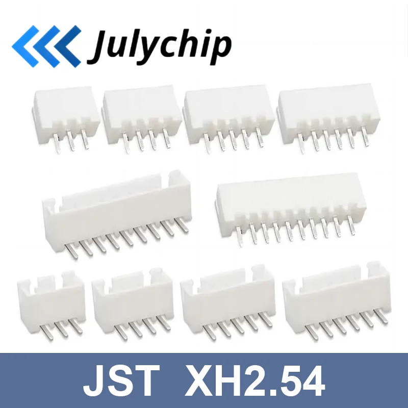 100Pcs JST XH2.54 2/3/4/5 Pin Straight Needle Terminals Plastic Shell Male Plug XH 2.54 2P 3P 4P 5P-14P 100Pcs