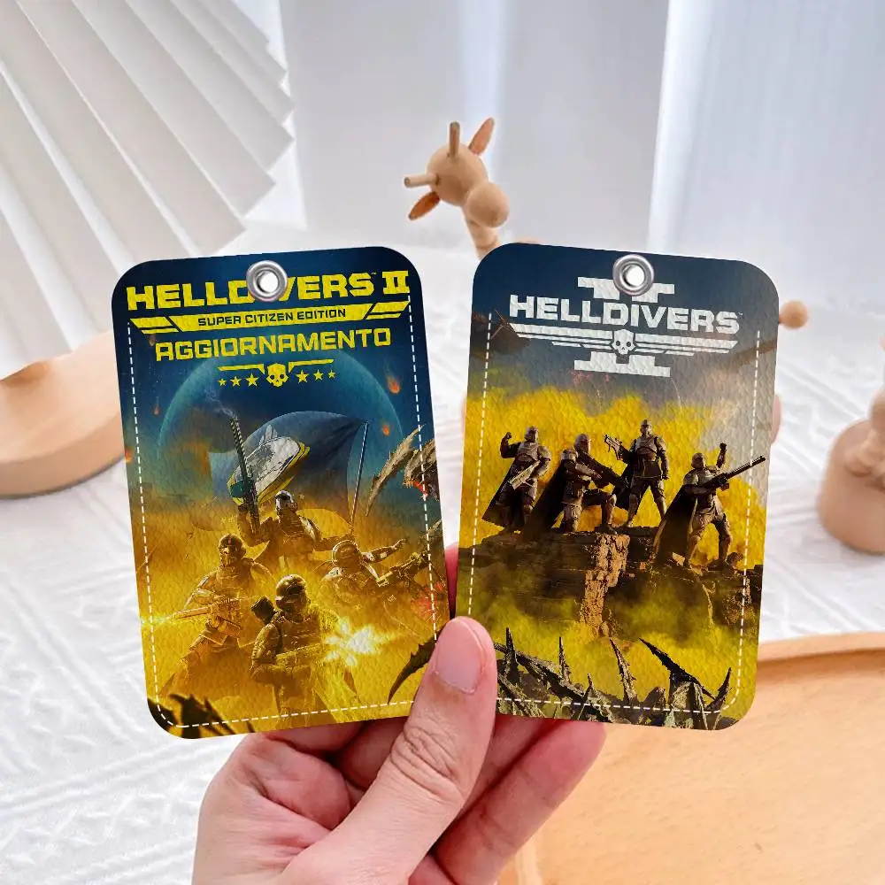 

1 шт. Кожаный чехол-картхолдер для ID-карт и пропусков H-Helldiver 2 с брелоком и кольцом для ключей