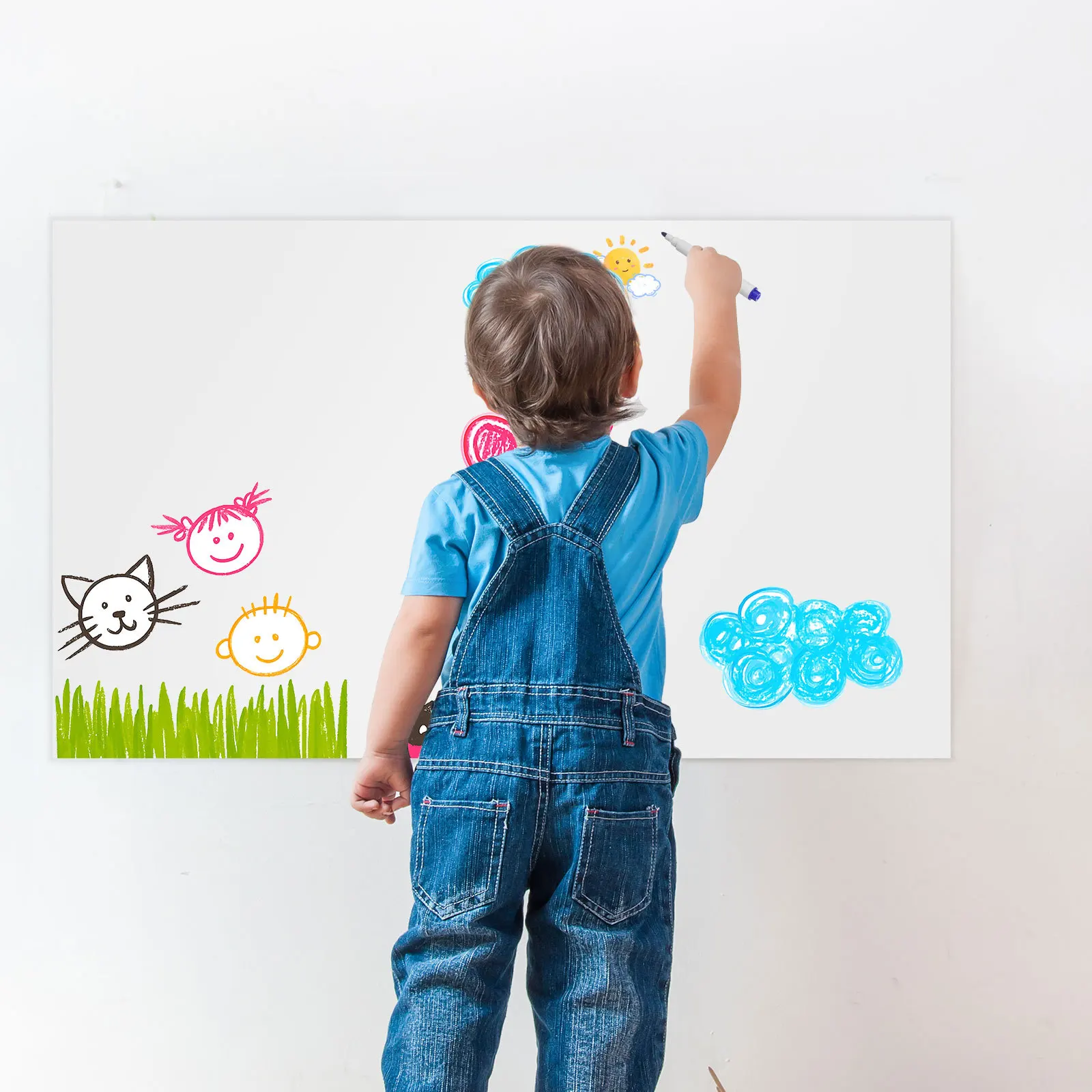 

Static Whiteboard Dry Erase White Board Paper Peel Stick Roll Wall Classroom Grid Blackboard Kids Decor Peel Stick Reusable