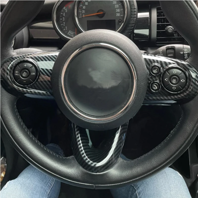 ABS carbon fibre Steering Wheel Button Cover Sticker Interior Decoration For Mini Cooper S JCW F55 F54 F56 F57 F60 Accessories