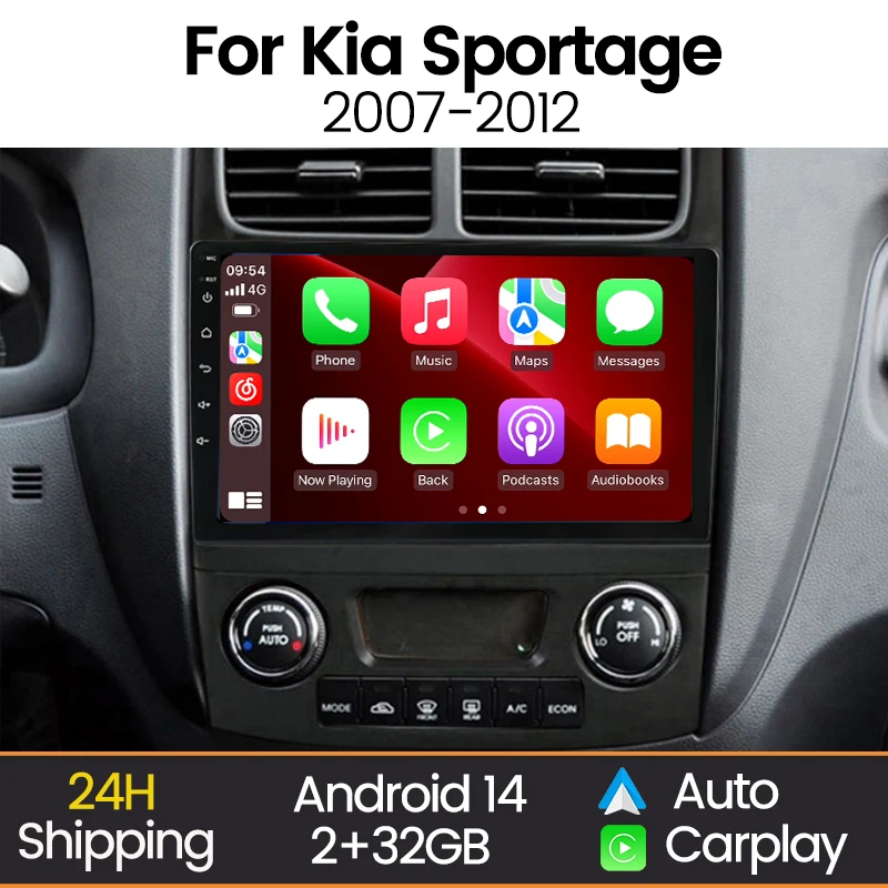 MEKEDE Android All-in-One Autoradio Multimedia-Player für Kia Sportage 2 2008-2010 Android Auto Carplay Autoradio BT WIFI RDS