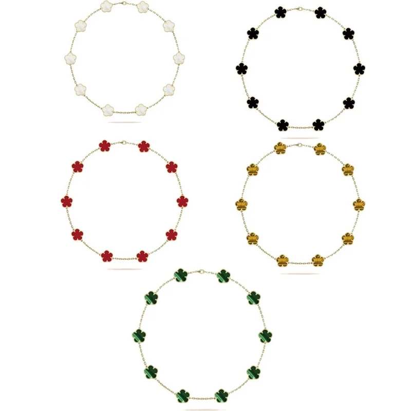 925スターリングシルバー四つ葉のクローバー瑪瑙ネックレス（VANロゴ入り）：エレガンスと洗練さの完璧な象徴