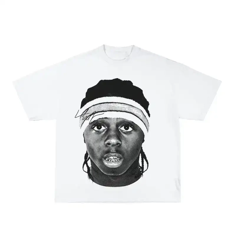 Lil Wayne face streetwear maglietta con grafica halftone, design vintage, hip hop, rap, maglietta