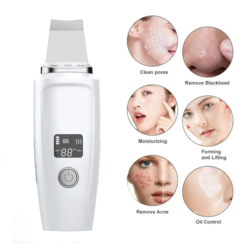 

LCD Display Skin Scrubber Blackhead Remover Sonic Face Skin Cleaning Peeling Device Comedone Extractor Facial Ion Shovel