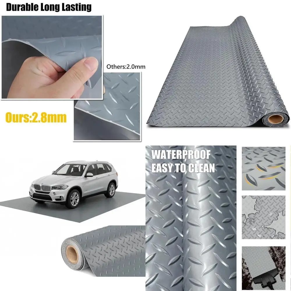 

Утолщенный ПВХ-коврик для пола гаража, сверхпрочный водонепроницаемый противоскользящий защитный коврик для автомобилей, прицепов, внедорожников, подвалов, спортзалов (серый) - 3 фута