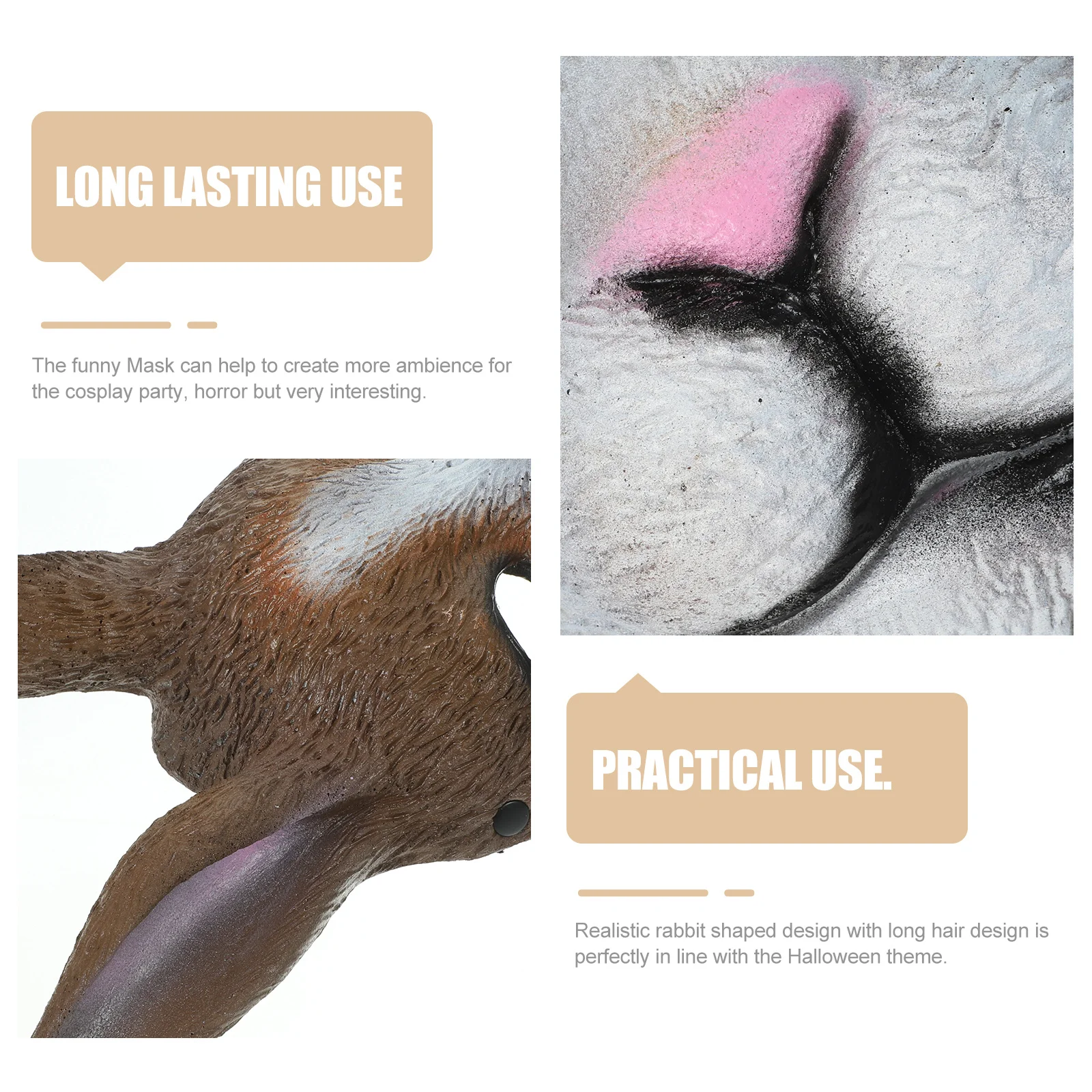 

Bunny Mask Creepy Halloween Simulation Rabbit The Horror for Cosplay Funny Masks Animal