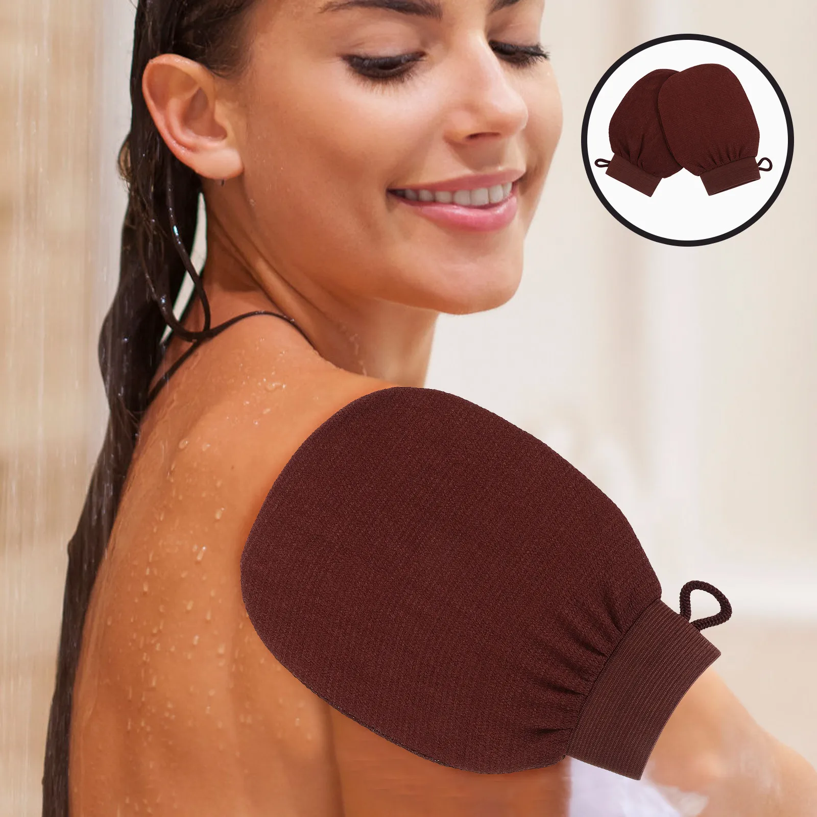 

2 шт. отшелушивающие перчатки для тела из вискозы, мочалки для душа и ванны для очищения кожи, нежного массажа спины, груди, ног и рук