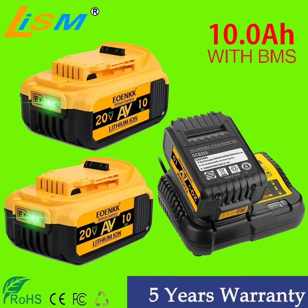 New DCB200 20V 10.0Ah15.0Ah Lithium Replacement Battery For Dewalt 18V DCB184 DCB200 DCB182 DCB180 DCB181 DCB182 DCB201 DCB206