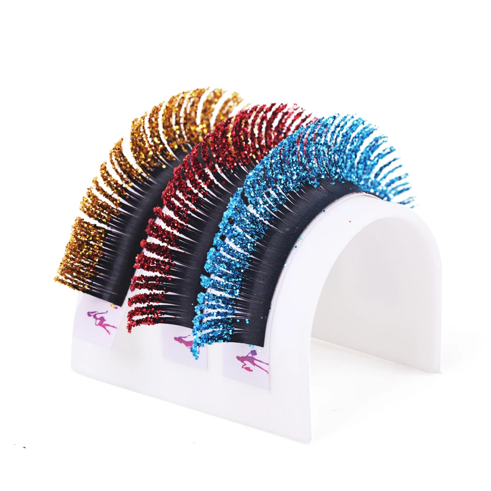 Mix Colors Glitter Fashion Shiny Colorful False Eyelash Extension Individual Faux Makeup Eye Lashes Professional Supplies