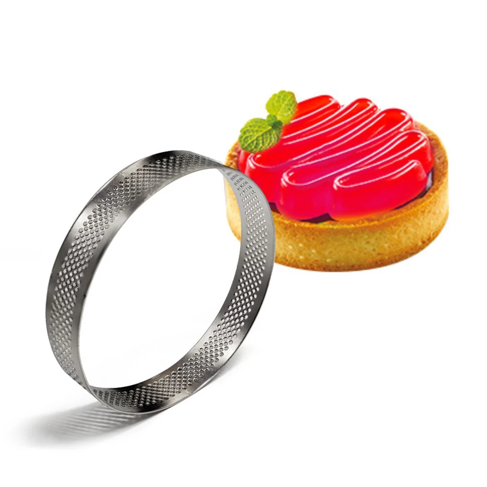 

Round Tart Steel Tart Ring Perforated Flexible Baking Mold Ideal for Round Mold Cakes Quiches Easy Clean