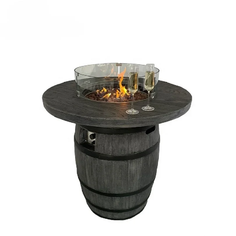 Outdoor Garden Decoration Modern Exterior Concrete Furniture Wine Barrel Fire Pit Table