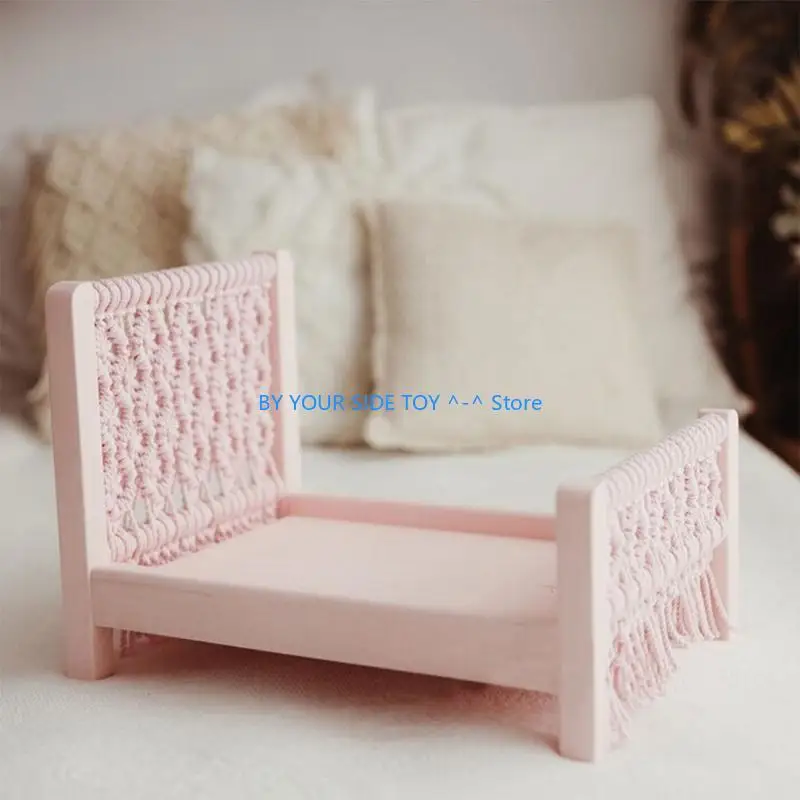 

Newborn Photography Props Bed Baby Photoshoot Mini Bed Photography Cot Woven Background Accessories for Infant U6XE