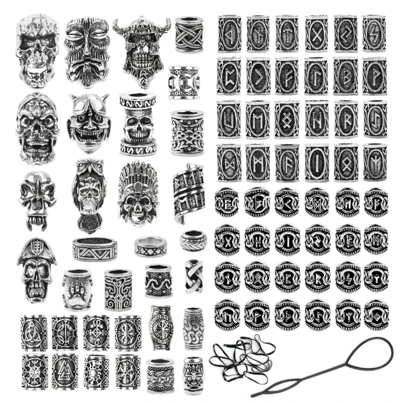 112pcs Silver Alloy Skull Home Decoration Dread Dreadlock Hair Accessories Party Theme Props for Women Men