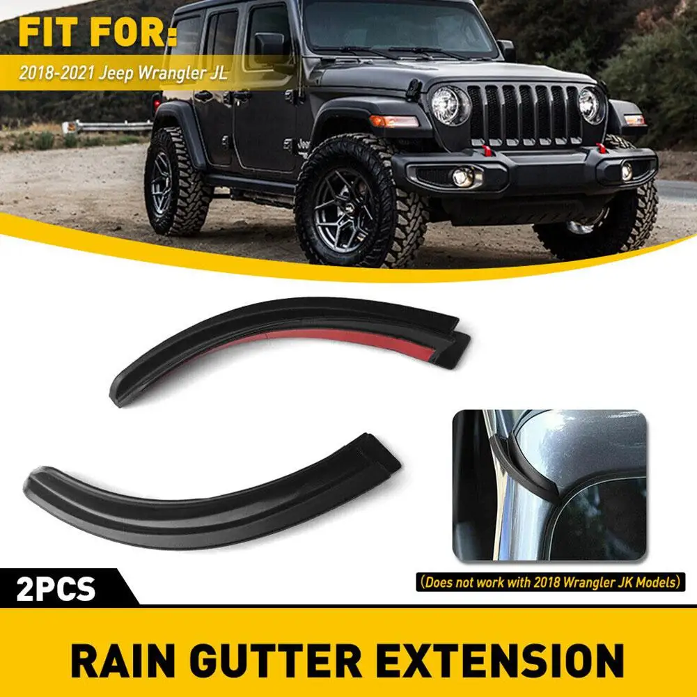 

For Jeep Wrangler JK 2pcs Car Water Rain Gutter Extension Accessories Diversion Drip Channel ABS Guard Diverters D5N5