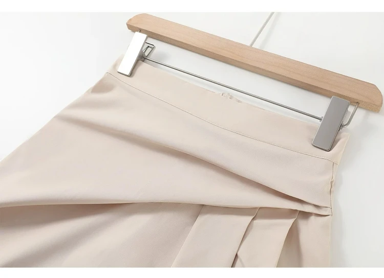 Aprikosenfarbener High-Waist A-Linien-Midirock für Damen, Sommer 2026, dünner, unregelmäßiger, hüftbedeckender Schirmrock, modischer Pack-Hip-Stil – Detail 2