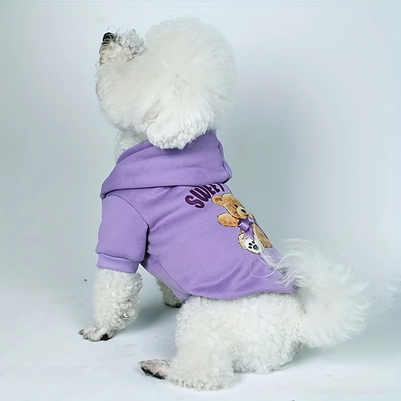 Pet clothes, dogs, cats, sweatshirts, warm and comfortable with velvet, printed clothes, simple and generous