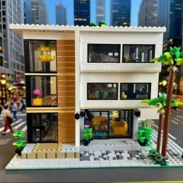 

1625PCS Creative Expert MOC Modern Villa Building Blocks Set 3 - Story House Modular Villa Model Assemble Toys for Kid Adult