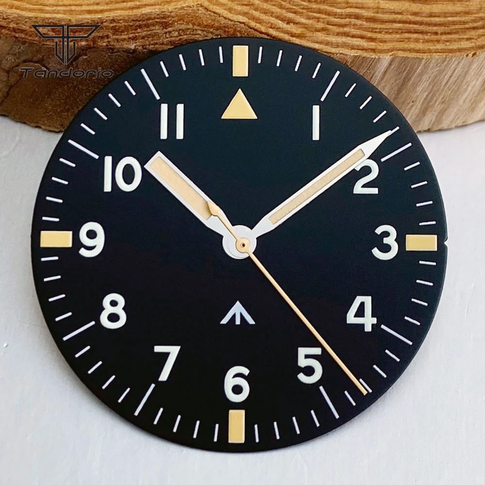 33.5mm Black/Dark Blue Color Pilot Watch Dial Hands Set Fit NH35 NH36 NH38 VH31 PT5000 ETA2824 Movement Men's Wristwatch Face