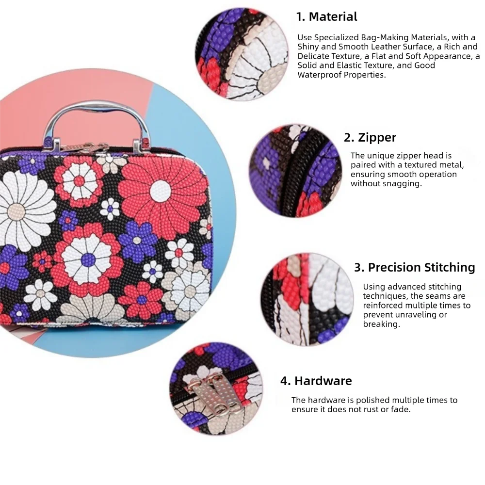 Creative Floral Printed Cosmetic Bag Large Capacity Multifunctional Travel Wash Handbag Makeup Pouch Travel Organizer