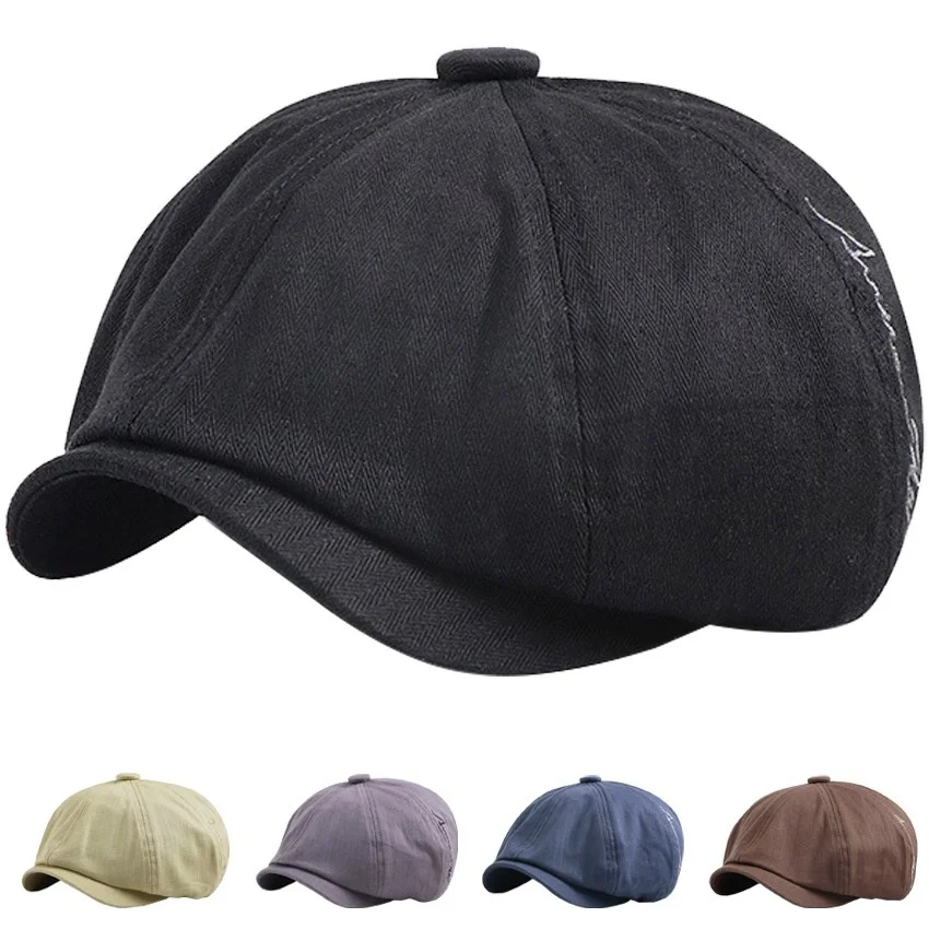 

New Retro Beret Hat Peaked Cap Casual Octagonal Cap Men and Women‘s Flat Caps Cotton Beret Cap