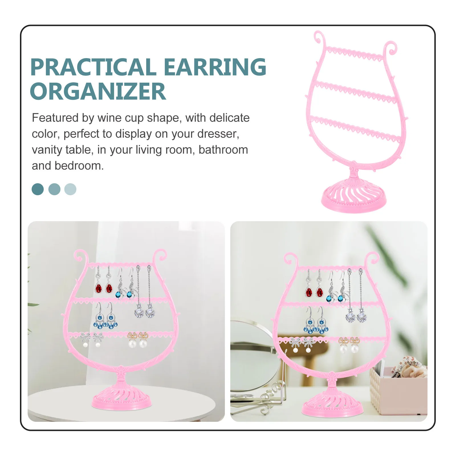 2Pcs Earring Display Stands Wine Cup Shape Durable Organizer for Hanging Stud Dangling Earrings Jewelry Display Rack