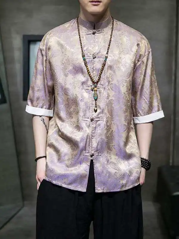 summer-men's-retro-tang-suit-loose-large-size-ice-silk-butto-casual-wear-comfortable-fit-chinese-ethnic-clothing