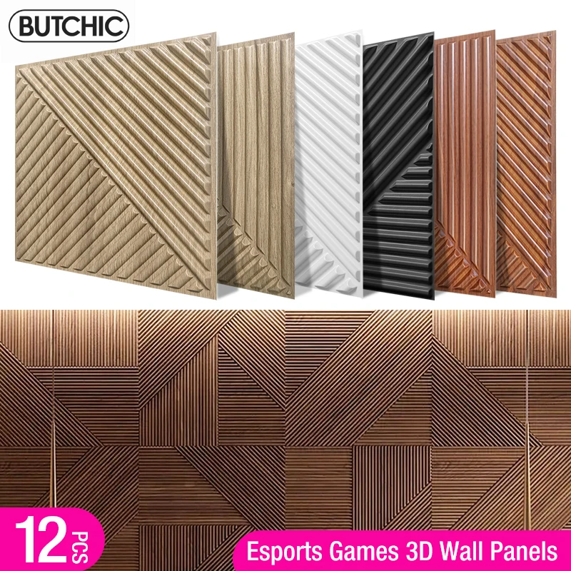 

12pcs 30cm 3D Stereo Wall Panel Diamond Not self-adhesive renovation tile 3D wall sticker Wood grain living room Bathroom paper