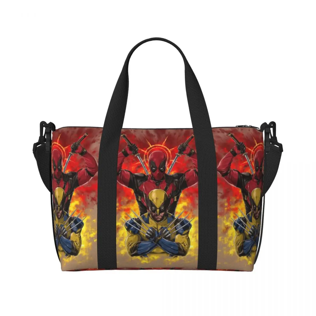 

Custom Large Deadpool Wolverine Tote Bag Women Cool Superhero Shoulder Shopper Gym Beach Travel Bag