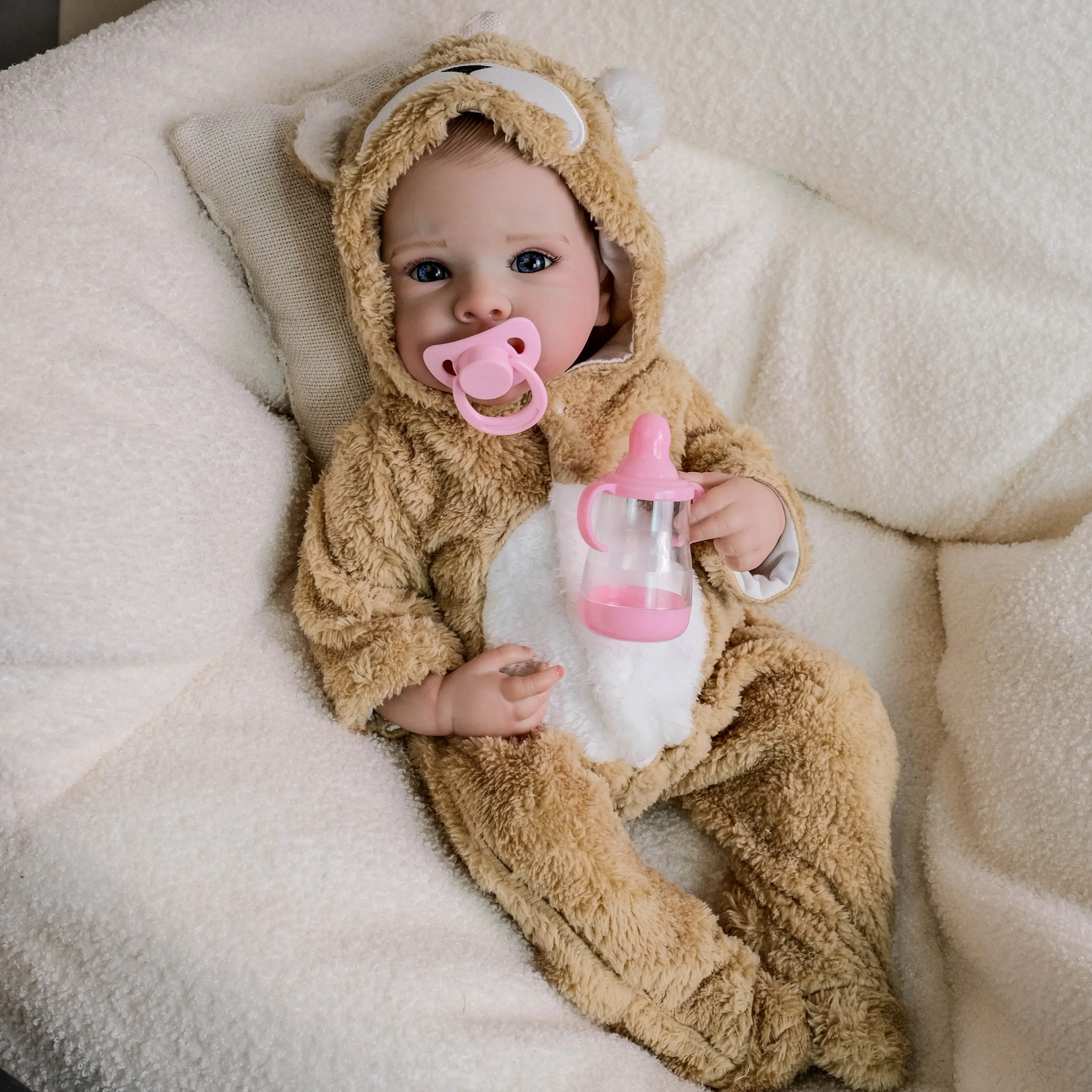 19inch Bettie Full Vinyl Body Lifelike Newborn Cuddly Reborn Baby Doll Multiple Layers Painting 3D Skin With Hand Draw Hair