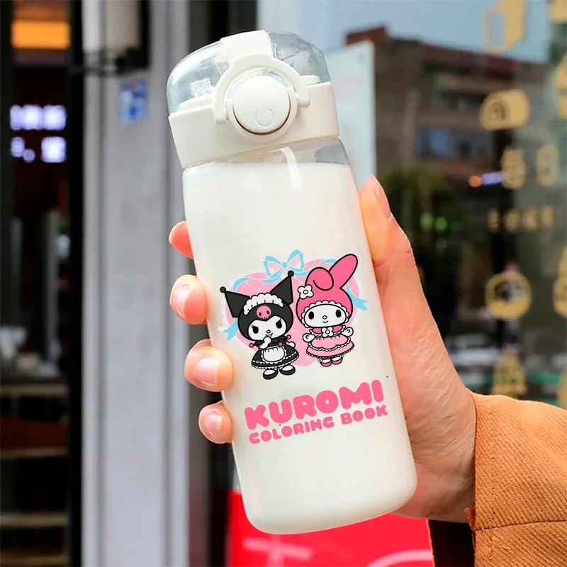 400-600ML MINISO Sanrio Kuromi melodia słomka plastikowa butelka wody duża pojemność przenośne przezroczyste dziecięce kubek na wodę do picia