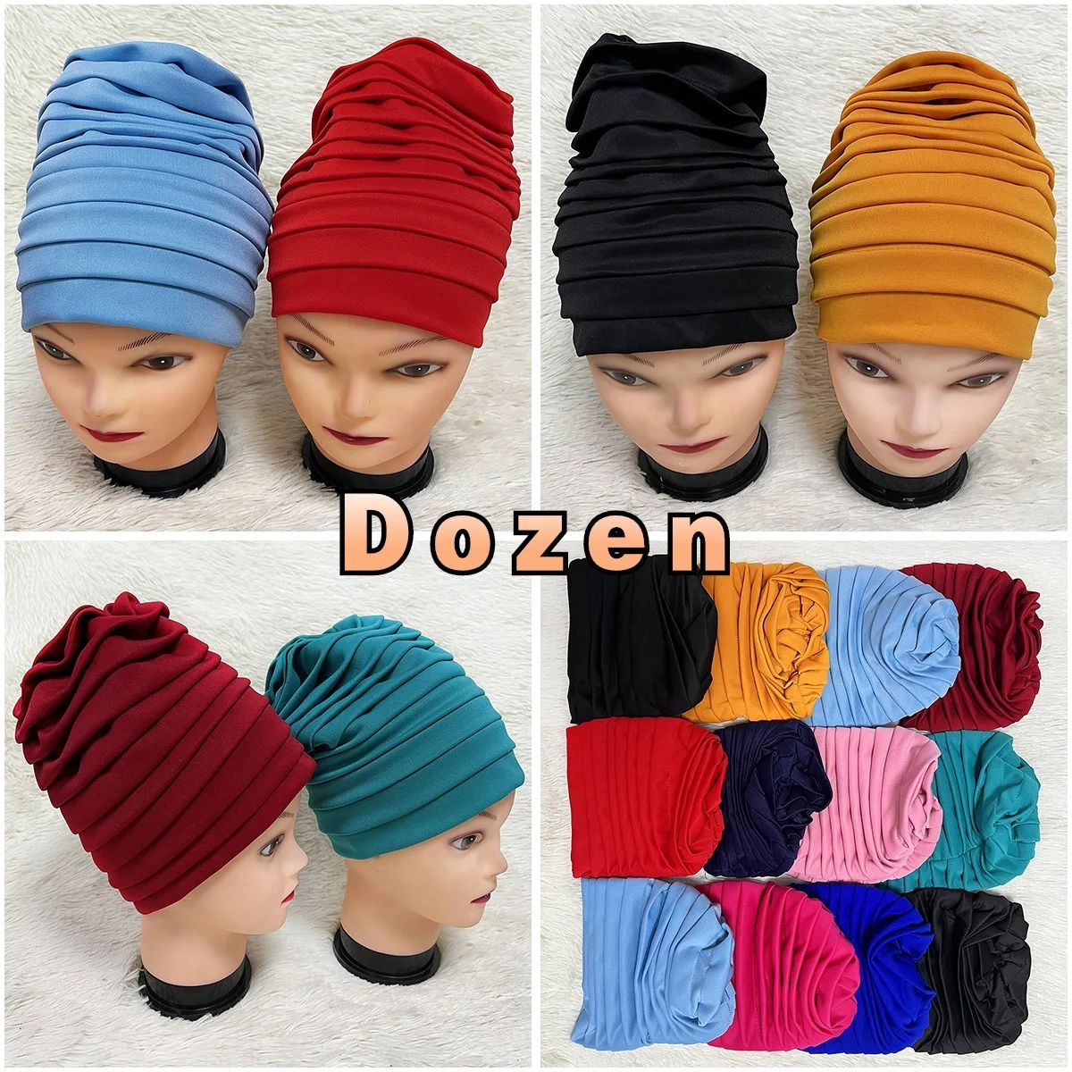 

Wholesale 6/12 Piece Best Selling Flannel Hat Women's Cap Forehead Cross Muslim Base Scarf Indian National Style Pearl Headdress