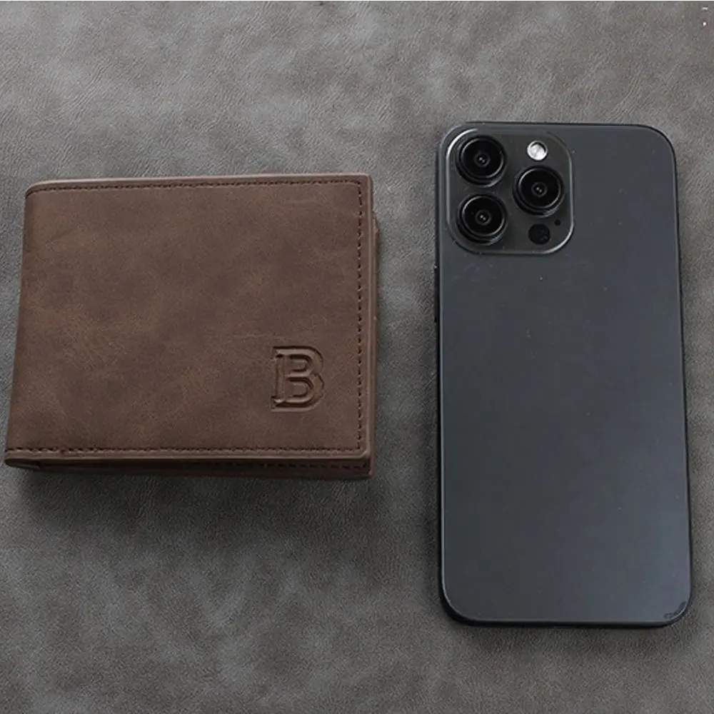 New PU Leather Short Wallet Comfort Surface Two Fold Coin Purse Multi-purpose Solid Color Credit Card Holder Women Men