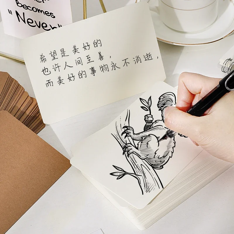 10/25/50pcs 12.6x7.6cm Retro Kraft Paper Blank Hand Drawn Cards Double Sided Word Card DIY Greeting Invitation Card Message Card