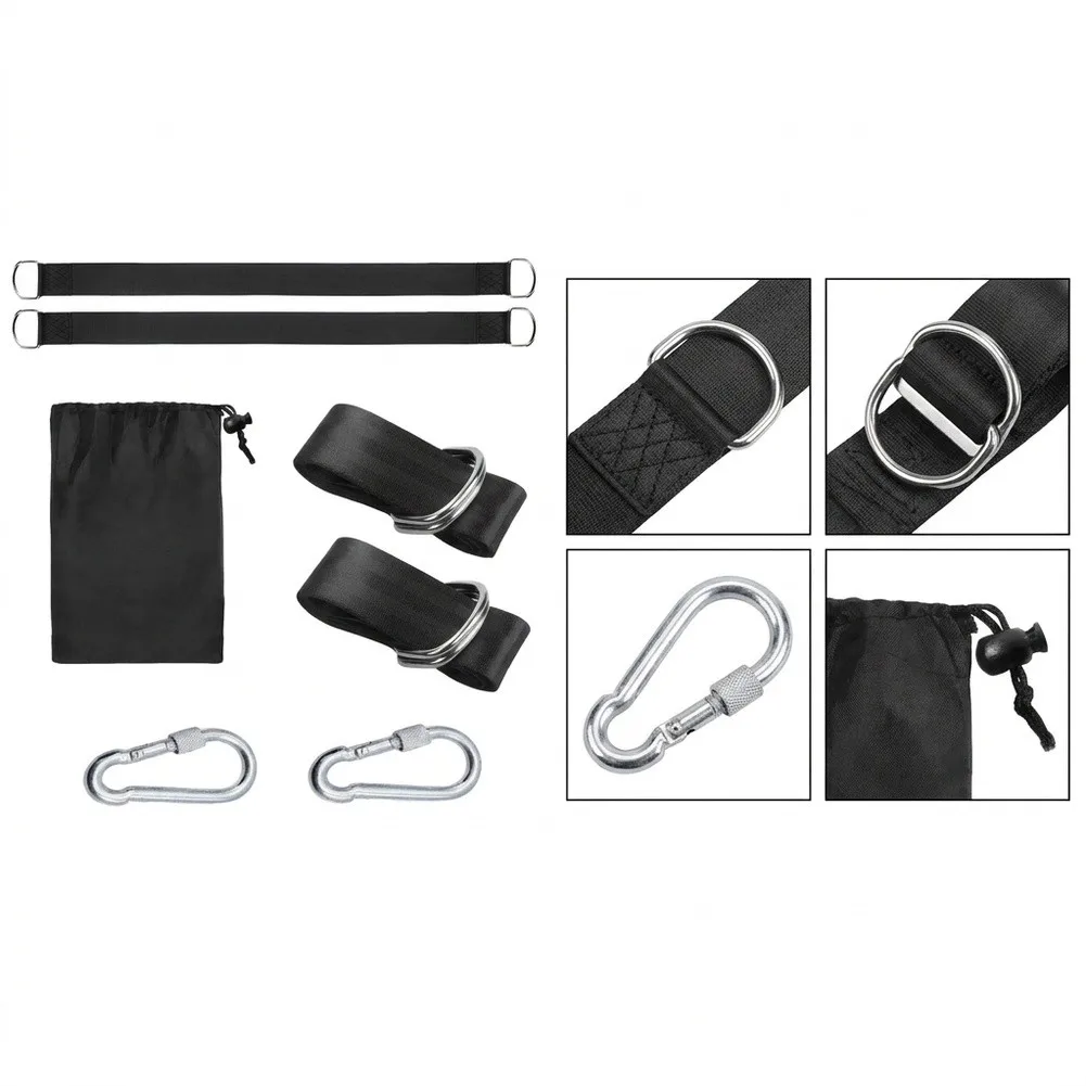 Tree Swing Hanging Straps 5FT Industrial Nylon with Nickel Plated Stainless Steel Carabiners Supports 2200LB