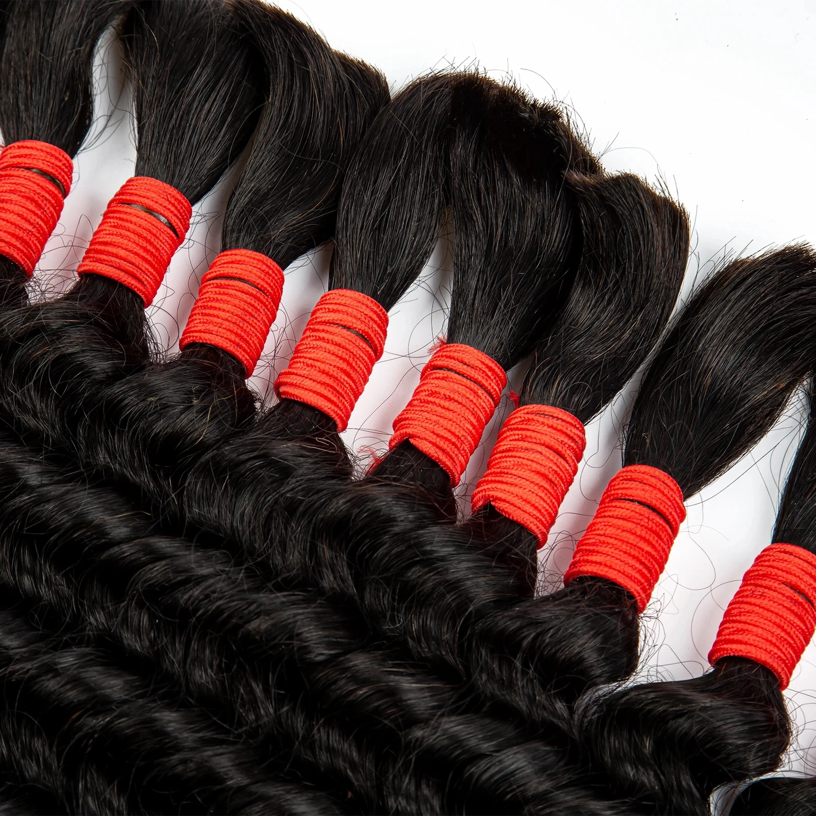 100% Virgin Hair Braiding Human Hair Bulk Brazilian Deep Wave Bulk Human Hair for Boho Knotless Braids  No Weft Bundle Extension