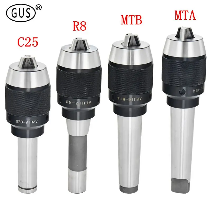 Morse MT2 MT3 MT4 straight shank C20 C25 C32 R8 tool holder APU13 APU16 CNC integrated self-tightening three-jaw drill chuck