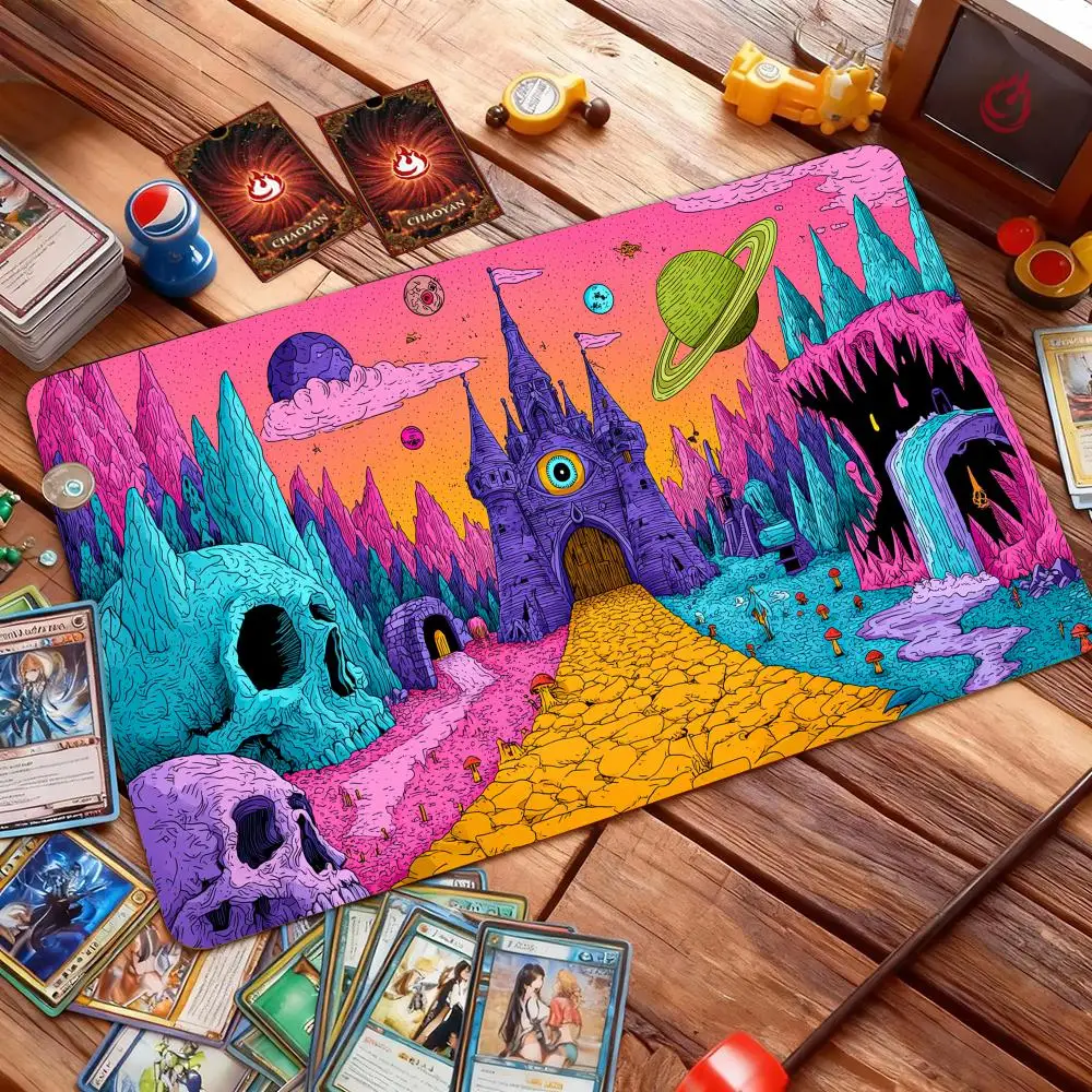 Horror Psychedelic World Magic Card Battle Mat TCG Playmat Anti-slip Base 35X60CM gathering gaming mats Board Game Mat for TCG
