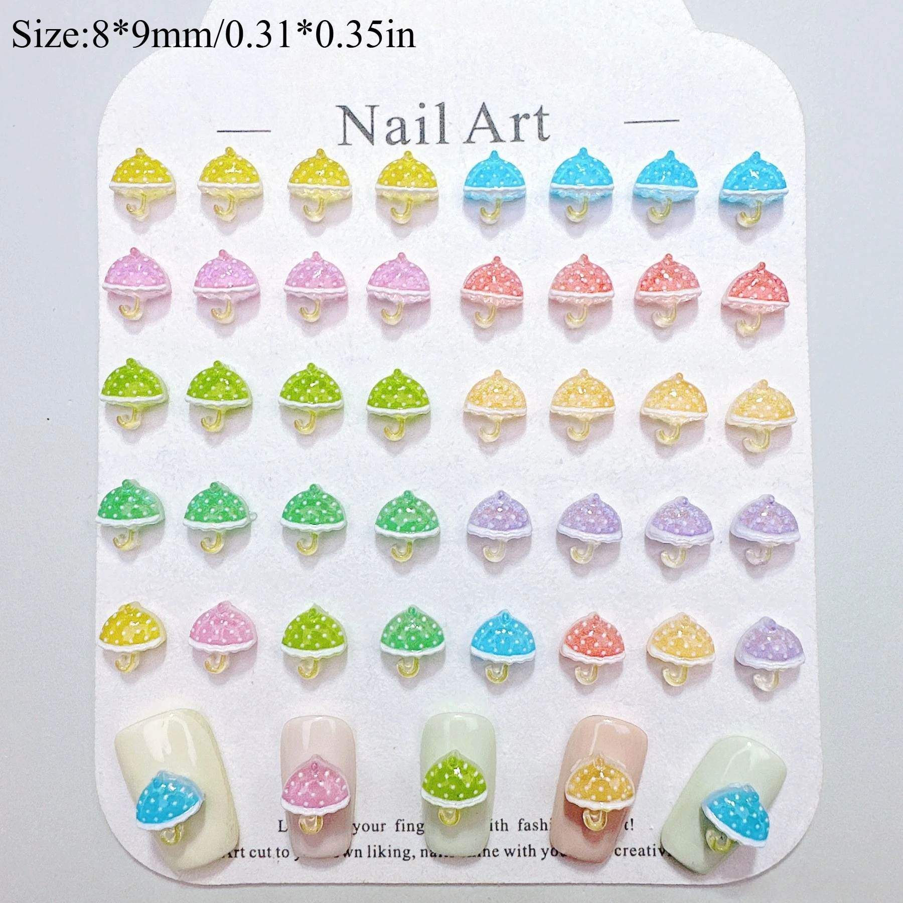 50/100/200Pcs, 8*9mm, Artificial Wave Point Small Umbrella, Ice Transparent, Mini Pendant, Nail Accessories, Stereo, DIY