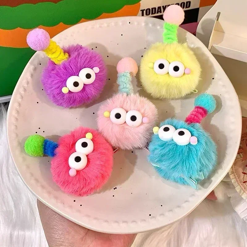 Plush Little Monster Hairpins Barrette Briquettes Side Hair Clips Cartoon Antenna Big Eye Doll Beak Clip Pin Kids Girls Headwear