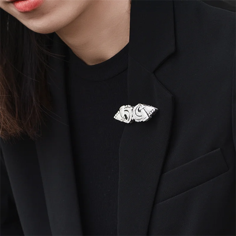 Luxury Crystal Detachable Brooch High Quality Elegant Gemstone Sleeve Collar Pin Jewelry for Women Banquet