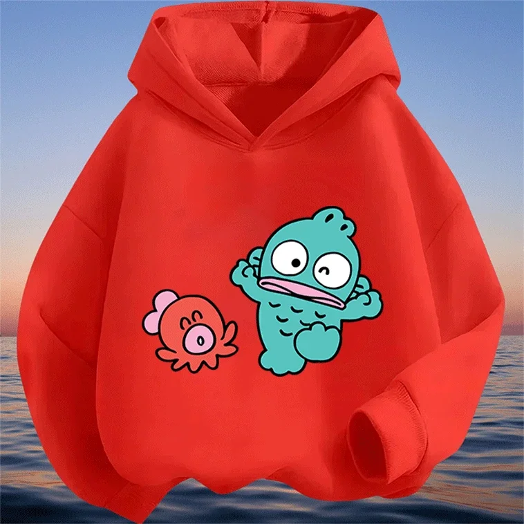 

Hot Sale Cartoon Print Hangyodon Hooded Sweatshirt Pure Cotton Spring Autumn New Kids Clothes Fashion