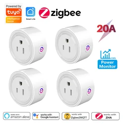 Tuya Smart Plug Zigbee US Socket 20A Wireless Home Outlet with Power Monitor Timing Voice Function Works with Alexa Google Home