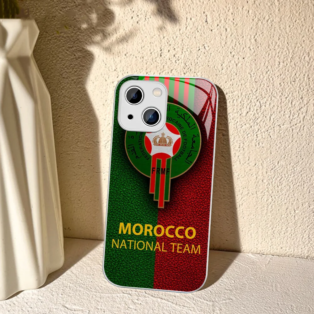 M-Morocco Flag Phone Case For iPhone 15 13 12 Mini 11 Pro XS Max X XR 14 Plus Tempered Glass Cover