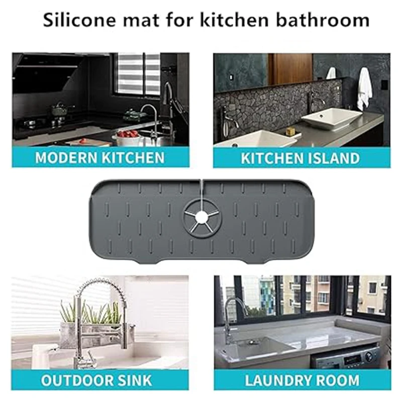 3 Pieces Kitchen Splash Pads Sink Anti-Spill Pads Drain Pads, Foldable Splash Pads, Waterproof Pads